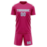 Custom Pink Light Blue Soccer Jersey