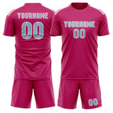 Custom Pink Light Blue Soccer Jersey