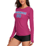 Custom Pink Sky Blue Women's Long-Sleeve Shirt
