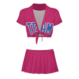 Custom Pink Sky Blue Cheerleading Uniform Set
