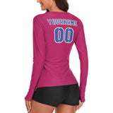 Custom Pink Sky Blue Women's Long-Sleeve Shirt