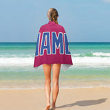 Custom Pink Sky Blue Beach Towel