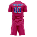 Custom Pink Sky Blue Soccer Jersey