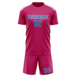 Custom Pink Sky Blue Soccer Jersey
