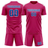 Custom Pink Sky Blue Soccer Jersey