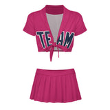 Custom Pink Blue Cheerleading Uniform Set