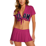 Custom Pink Navy Cheerleading Uniform Set