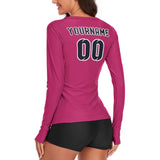 Custom Pink Navy Women's Long-Sleeve Shirt