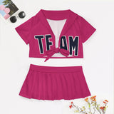 Custom Pink Navy Cheerleading Uniform Set