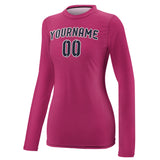 Custom Pink Navy Women's Long-Sleeve Shirt
