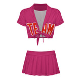 Custom Pink Orange Red Cheerleading Uniform Set