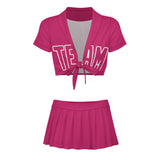Custom Pink Pink Cheerleading Uniform Set
