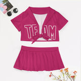 Custom Pink Pink Cheerleading Uniform Set