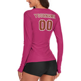 Custom Pink Coral Red Women's Long-Sleeve Shirt