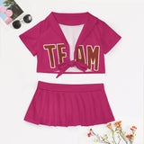 Custom Pink Coral Red Cheerleading Uniform Set