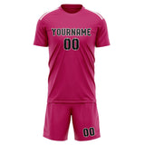 Custom Pink Black Soccer Jersey