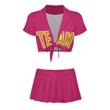 Custom Pink Yellow Cheerleading Uniform Set