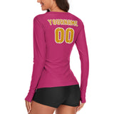 Custom Pink Yellow Women's Long-Sleeve Shirt