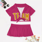 Custom Pink Yellow Cheerleading Uniform Set