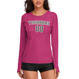 Custom Pink Dark Grey Women's Long-Sleeve Shirt