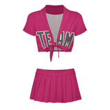 Custom Pink Dark Grey Cheerleading Uniform Set