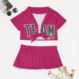 Custom Pink Dark Grey Cheerleading Uniform Set