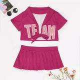 Custom Pink Light Pink Cheerleading Uniform Set