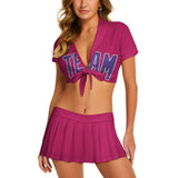 Custom Pink Light Purple Cheerleading Uniform Set