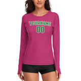 Custom Pink Emerald Green Women's Long-Sleeve Shirt