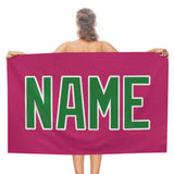 Custom Pink Emerald Green Beach Towel