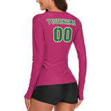 Custom Pink Emerald Green Women's Long-Sleeve Shirt