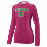 Custom Pink Emerald Green Women's Long-Sleeve Shirt