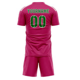 Custom Pink Emerald Green Soccer Jersey