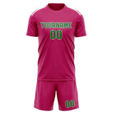 Custom Pink Emerald Green Soccer Jersey