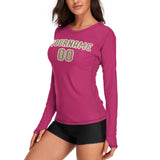 Custom Pink Light Khaki Women's Long-Sleeve Shirt