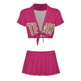 Custom Pink Light Khaki Cheerleading Uniform Set