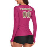 Custom Pink Light Khaki Women's Long-Sleeve Shirt