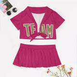 Custom Pink Light Khaki Cheerleading Uniform Set