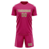 Custom Pink Light Khaki Soccer Jersey