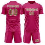 Custom Pink Light Khaki Soccer Jersey