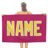 Custom Pink Light Yellow Beach Towel