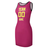 Custom Pink Light Yellow Sleeveless Vest Dress