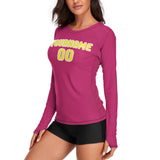 Custom Pink Light Yellow Women's Long-Sleeve Shirt