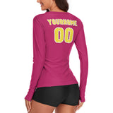Custom Pink Light Yellow Women's Long-Sleeve Shirt