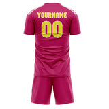 Custom Pink Light Yellow Soccer Jersey
