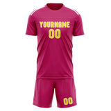 Custom Pink Light Yellow Soccer Jersey