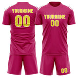 Custom Pink Light Yellow Soccer Jersey