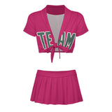 Custom Pink Blue Green Cheerleading Uniform Set