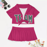 Custom Pink Blue Green Cheerleading Uniform Set