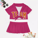Custom Pink Orange Cheerleading Uniform Set